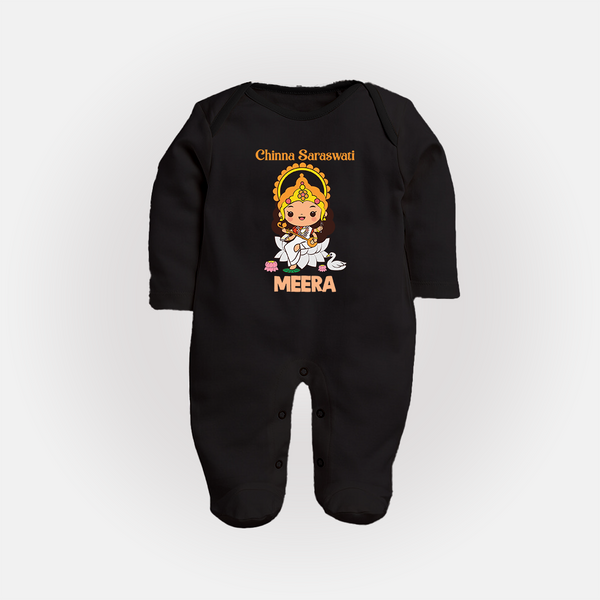  Little Saraswati Goddess Blessings Full Body Suit - BLACK - New Born (Chest 7.5")