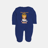 Chinna Saraswati Sleep Suit | Personalized Baby Sleep Suit for Ayudha Puja - NAVY BLUE - New Born (Chest 7.5")
