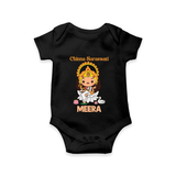 Chinna Saraswati Romper | Personalized Baby Romper for Ayudha Puja - BLACK - New Born (Chest 14")