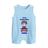  Little Vahana Rider Adventure Button Romper - BABY BLUE - New Born (Chest 18")