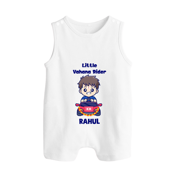  Little Vahana Rider Adventure Button Romper - WHITE - New Born (Chest 18")