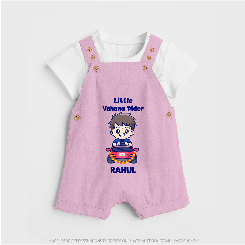 Little Vahana Rider Dungaree Set | Custom Baby Dungaree Set for Festival Fun - BABY PINK - 0 - 5 Months Old (Chest 18")