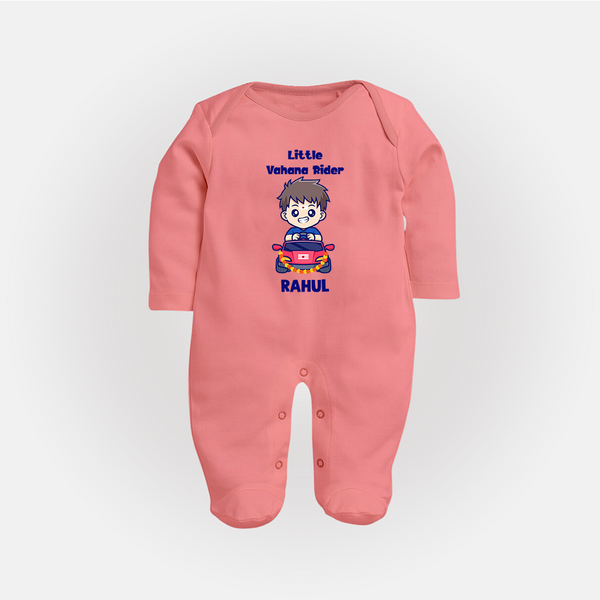 Little Vahana Rider Sleep Suit | Custom Baby Sleep Suit for Festival Fun - PEACH - New Born (Chest 7.5")