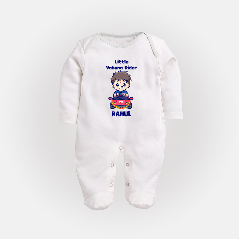 Little Vahana Rider Sleep Suit | Custom Baby Sleep Suit for Festival Fun - WHITE - New Born (Chest 7.5")