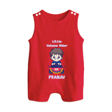  Little Vahana Rider Adventure Button Romper - RED - New Born (Chest 18")