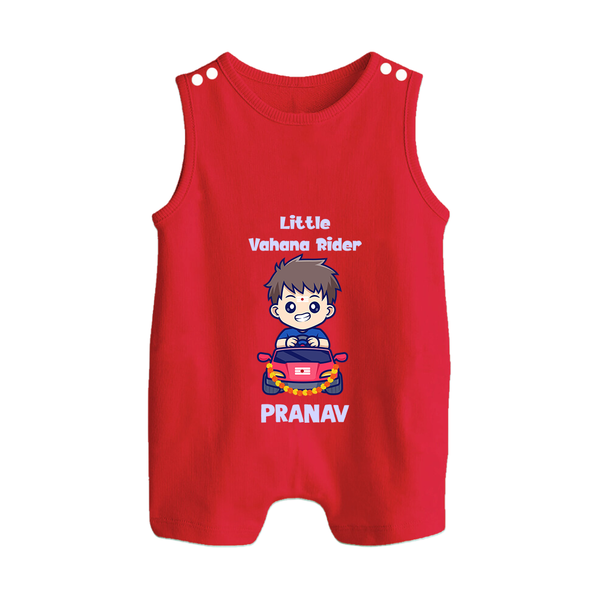  Little Vahana Rider Adventure Button Romper - RED - New Born (Chest 18")