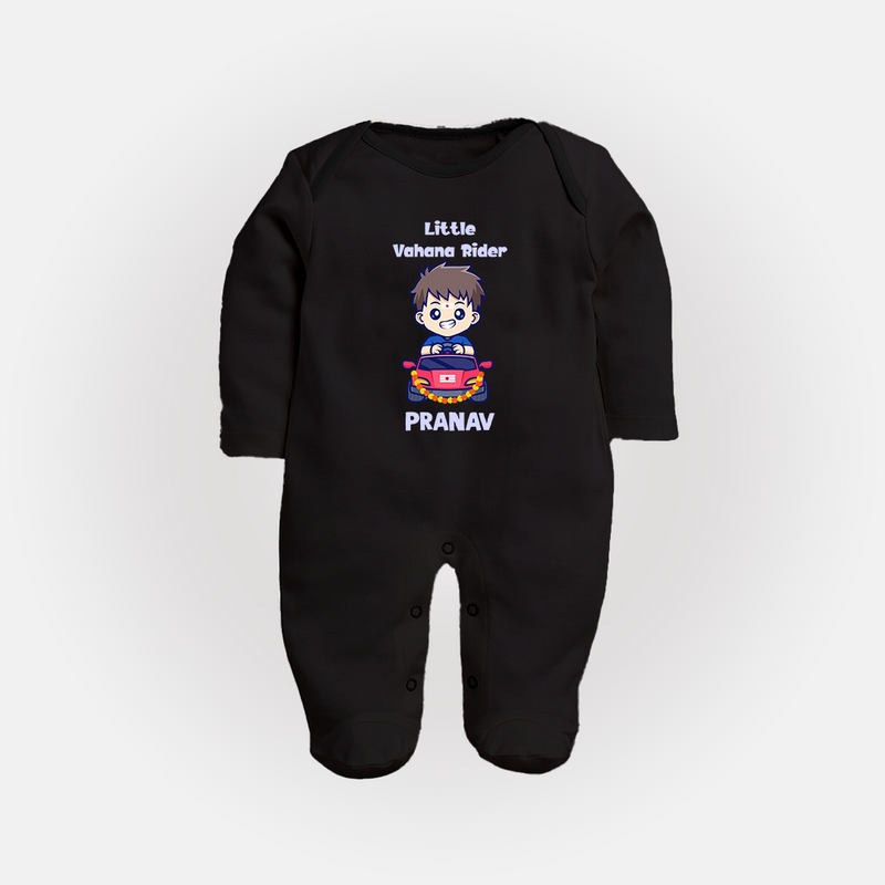 Little Vahana Rider Sleep Suit | Custom Baby Sleep Suit for Festival Fun - BLACK - New Born (Chest 7.5")