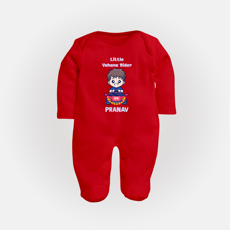 Little Vahana Rider Sleep Suit | Custom Baby Sleep Suit for Festival Fun - RED - New Born (Chest 7.5")