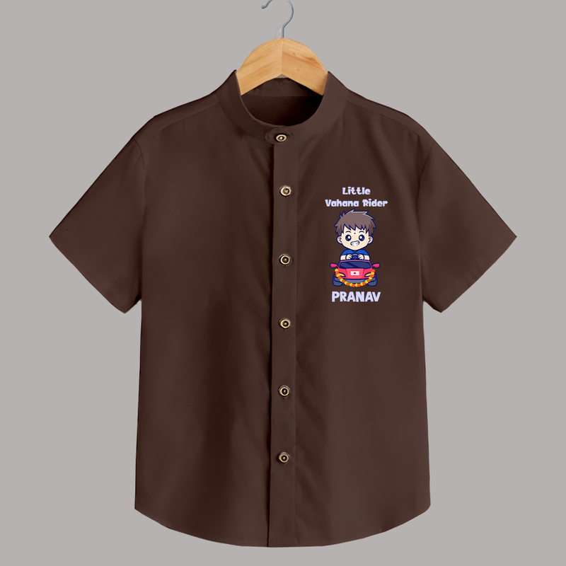 Little Vahana Rider Shirt | Custom Baby Shirt for Festival Fun - CHOCOLATE BROWN - 0 - 6 Months Old (Chest 23")