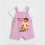 Ayudha Puja Rockstar Dungaree Set | Personalized Baby Dungaree Set for Little Devotees - BABY PINK - 0 - 5 Months Old (Chest 18")