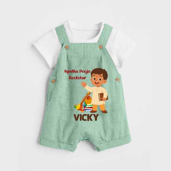  Ayudha Puja Rockstar Celebration Dungaree - MINT GREEN - 0 - 5 Months Old (Chest 18")