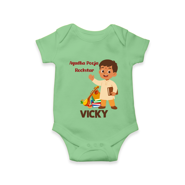  Ayudha Puja Rockstar Celebration Romper - GREEN - New Born (Chest 14")