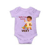 Ayudha Puja Rockstar Romper | Personalized Baby Romper for Little Devotees - LILAC - New Born (Chest 14")