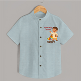 Ayudha Puja Rockstar Shirt | Personalized Baby Shirt for Little Devotees - ARCTIC BLUE - 0 - 6 Months Old (Chest 23")
