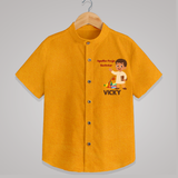 Ayudha Puja Rockstar Shirt | Personalized Baby Shirt for Little Devotees - CHROME YELLOW - 0 - 6 Months Old (Chest 23")
