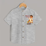 Ayudha Puja Rockstar Shirt | Personalized Baby Shirt for Little Devotees - GREY - 0 - 6 Months Old (Chest 23")
