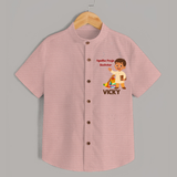  Ayudha Puja Rockstar Celebration Shirt - PEACH - 0 - 6 Months Old (Chest 23")