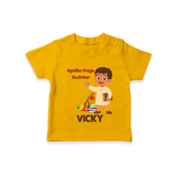 Ayudha Puja Rockstar Tshirt | Personalized Baby Tshirt for Little Devotees - CHROME YELLOW - 0-5 Months Old (Chest 17")