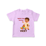 Ayudha Puja Rockstar Tshirt | Personalized Baby Tshirt for Little Devotees - LILAC - 0-5 Months Old (Chest 17")