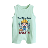 Tool Time Hero Romper Suit | Custom Baby Romper Suit for Festival and Fun - MINT GREEN - 0 - 5 Months Old (Chest 18")