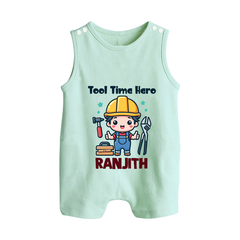Tool Time Hero Romper Suit | Custom Baby Romper Suit for Festival and Fun - MINT GREEN - 0 - 5 Months Old (Chest 18")