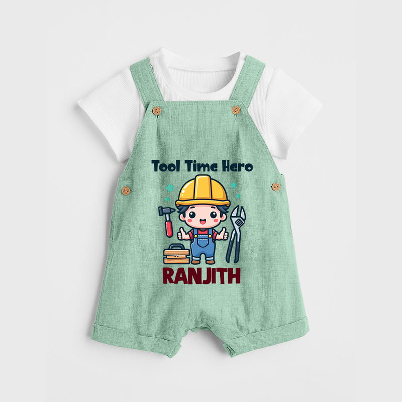 Tool Time Hero Dungaree Set | Custom Baby Dungaree Set for Festival and Fun - MINT GREEN - 0 - 5 Months Old (Chest 18")