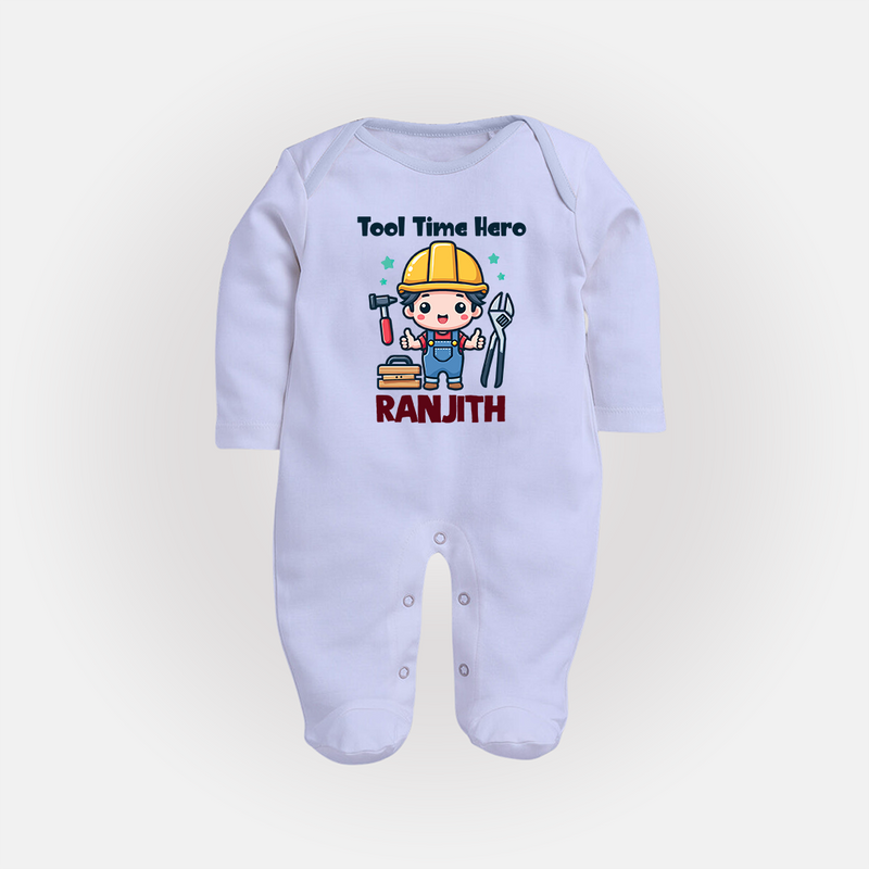 Tool Time Hero Sleep Suit | Custom Baby Sleep Suit for Festival and Fun - BABY BLUE - New Born (Chest 7.5")