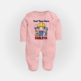 Tool Time Hero Sleep Suit | Custom Baby Sleep Suit for Festival and Fun - BABY PINK - New Born (Chest 7.5")