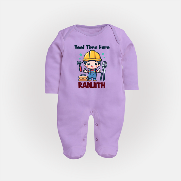 Tool Time Hero Sleep Suit | Custom Baby Sleep Suit for Festival and Fun - LILAC - New Born (Chest 7.5")