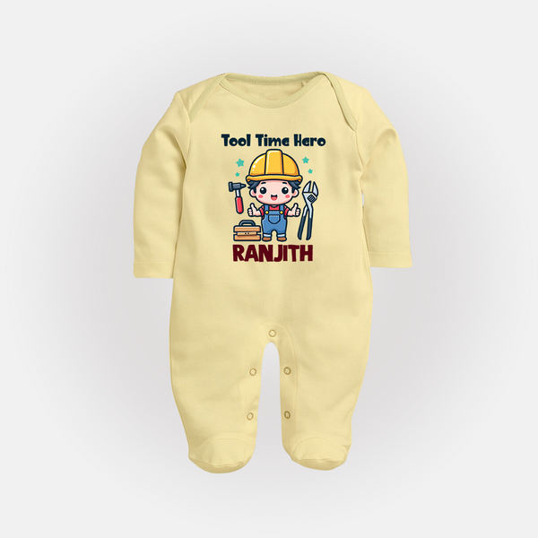  Tool Time Hero Full Body Suit - PASTEL YELLOW - New Born (Chest 7.5")