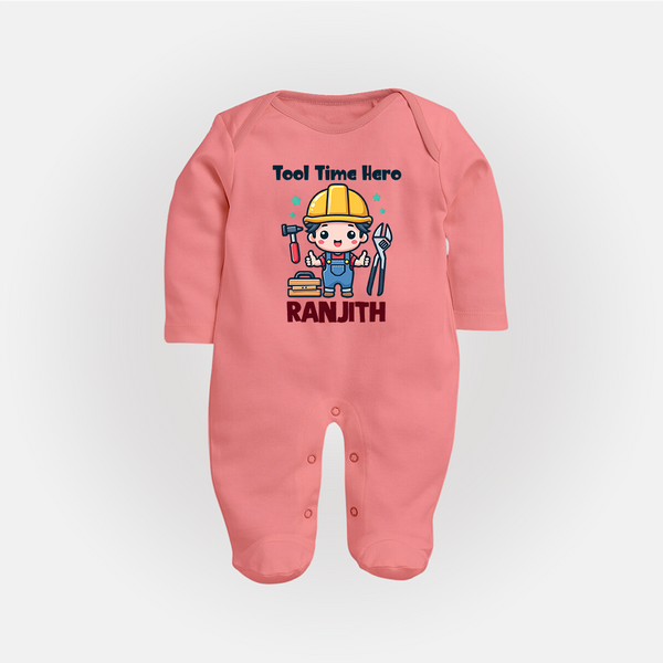  Tool Time Hero Full Body Suit - PEACH - New Born (Chest 7.5")