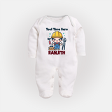  Tool Time Hero Full Body Suit - WHITE - New Born (Chest 7.5")