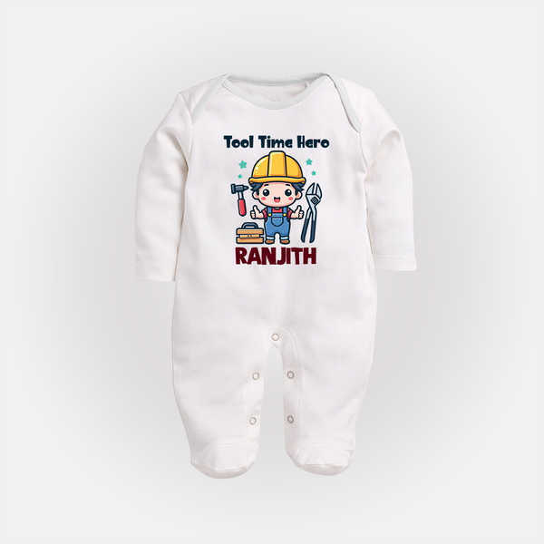  Tool Time Hero Full Body Suit - WHITE - New Born (Chest 7.5")