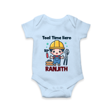 Tool Time Hero Romper | Custom Baby Romper for Festival and Fun - BABY BLUE - New Born (Chest 14")