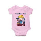 Tool Time Hero Romper | Custom Baby Romper for Festival and Fun - BABY PINK - New Born (Chest 14")