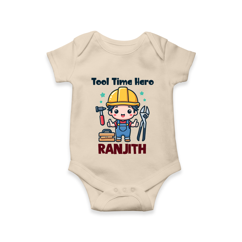 Tool Time Hero Romper | Custom Baby Romper for Festival and Fun - IVORY - New Born (Chest 14")