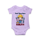 Tool Time Hero Romper | Custom Baby Romper for Festival and Fun - LILAC - New Born (Chest 14")