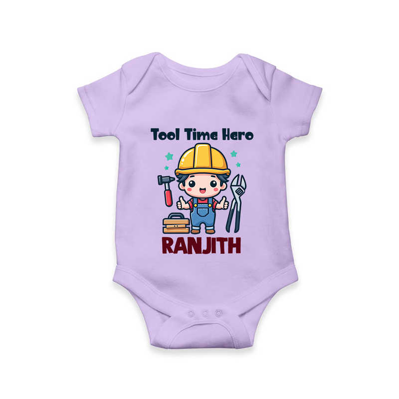 Tool Time Hero Romper | Custom Baby Romper for Festival and Fun - LILAC - New Born (Chest 14")