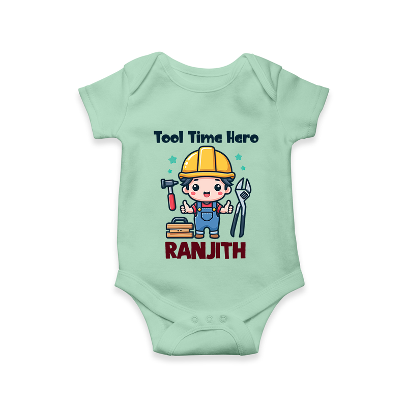 Tool Time Hero Romper | Custom Baby Romper for Festival and Fun - MINT GREEN - New Born (Chest 14")