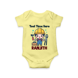 Tool Time Hero Romper | Custom Baby Romper for Festival and Fun - PASTEL YELLOW - New Born (Chest 14")