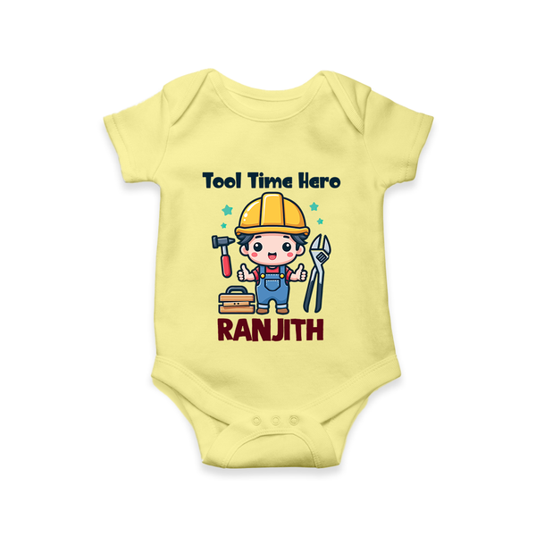  Tool Time Hero Romper - PASTEL YELLOW - New Born (Chest 14")