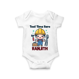 Tool Time Hero Romper | Custom Baby Romper for Festival and Fun - WHITE - New Born (Chest 14")