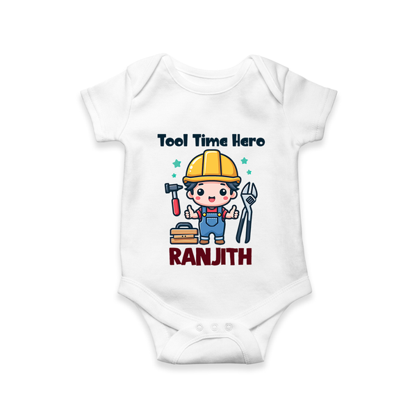  Tool Time Hero Romper - WHITE - New Born (Chest 14")