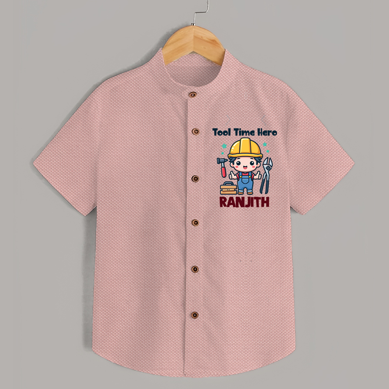 Tool Time Hero Shirt | Custom Baby Shirt for Festival and Fun - PEACH - 0 - 6 Months Old (Chest 23")