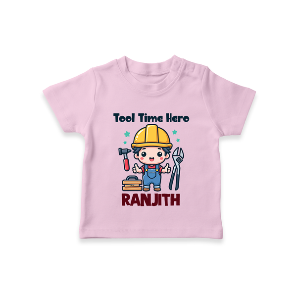  Tool Time Hero T shirt - BABY PINK - 0-5 Months Old (Chest 17")