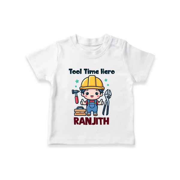  Tool Time Hero T shirt - WHITE - 0-5 Months Old (Chest 17")