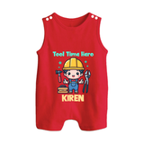  Tool Time Hero Button Romper - RED - New Born (Chest 18")