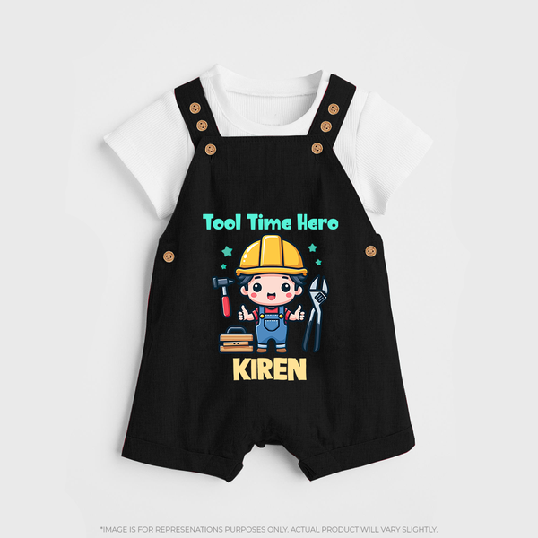 Tool Time Hero Dungaree Set | Custom Baby Dungaree Set for Festival and Fun - BLACK - 0 - 5 Months Old (Chest 18")