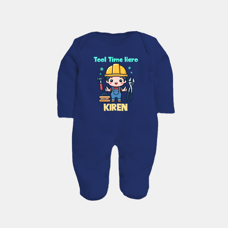 Tool Time Hero Sleep Suit | Custom Baby Sleep Suit for Festival and Fun - NAVY BLUE - New Born (Chest 7.5")