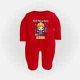 Tool Time Hero Sleep Suit | Custom Baby Sleep Suit for Festival and Fun - RED - New Born (Chest 7.5")